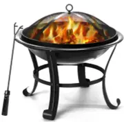 Outdoor Portable Fire Pit Bowl, 22 inch Wood Burning Firepit with Spark Screen