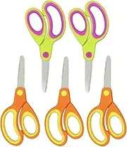 Left-handed Kids Scissors by Potamish (Pack of 5, Rounded-tip, 13.2 cm) - 5.2'' Lefty Soft Touch Blunt School Student Scissors Shears PM-004-AU-B