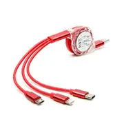 3 In 1 Usb Charging Cable Cord For Smart Phones And Ipad 1M Red Cables & Adapters