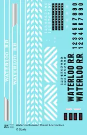 K4 O Scale Decals Waterloo Railroad Diesel Locomotive Black and White