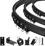 TOKPLNU Ceiling Curtain Track, Flexible Bendable Curtain Track 12Ft Black Curved Ceiling Track for Curtain Rail Ceiling Wall Mount Curtain Sliding Track System Set for RV, Bay Window, Room Divider