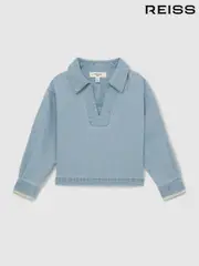 Reiss Light Blue Dean 13-14 yrs Chambray Collared Top (AR9564) | $80