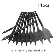 11Pcs 6-32mm Flat Drill High Carbon Steel Woodworking Spade Drill Bits Durable