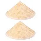 2 Pcs Bamboo Hat Straw Miss Creative Painting Craft Home Decoration