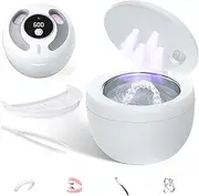 [YFQ] Ultrasonic Retainer Cleaner(2025 Upgraded), 45kHz Cleaning Machine for Dentures, Mouth Guards, Braces, Toothbrush & Jewelry, 200ML Denture Cleaner with 4 Modes for Dental Care - White