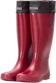 [USOR] Women's Packable Tall Rain Boots Ultra Lightweight Flat Wellies Muck Boots Anti Slip Outdoor Work Garden Fashion Rain Shoes with Adjustable Collar