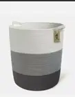 Hamper Basket Woven Toy Clothes Basket Storage Cotton Rope Dark Light Grey White