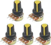 UMCNVV 5pcs WH148 3pin B1K B1M ohm 1K 2K 5K 10K 20K 6Pin 15mm 10K 3 Terminal Linear Taper Rotary Potentiometer for 3 203 503 104(Yellow,2K Ohm)