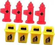 Kisangel 8Pcs Miniature Fire Hydrant Trash Can Realistic Models for DIY Landscaping Mini House Decor and Table Scenery Fire Hydrant and Mini Trash Can Accessories