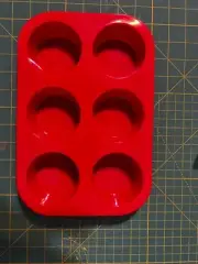 Red Muffin Pan 6 Cup Silicone Pan