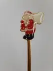 Vtg Enameled Santa Clause HEART SACK Gold Tone Coffee Spoons Star Tips Japan NIB