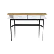 Polish 2-Drawers Hallway Console Hall Table W/ Open Compartments - White/Natural