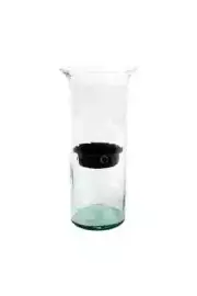 Glass Hurricane Candle Holder Hand Blown Metal Insert 7 x 19