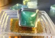 Genuine 925 Sterling Silver Natural Emerald Gemstone Adjustable Ring Size 10.5