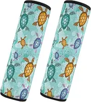 Car Seat Belt Pads 2 Pcs Soft Unique Car Safety Seat Belt Strap Shoulder Pad Camera Bag Strap Cover Car Accessories for Adults Child Kids M Cute Turtles Underwater Life