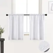 XTMYI Waterproof Farmhouse Kitchen Curtains 30 Inch Length,Short 90% Blackout White Bathroom Curtains Window/Privacy Small Cafe Curtains,Half Window Curtains for Bedroom Girls Room RV Blinds
