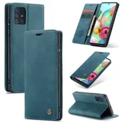 CaseMe Samsung Galaxy A71 4G Classic Leather Folio Case Cover A715 [Teal Green]