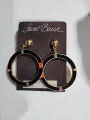 Laurel Burch "Eternity" Post Drop Earrings, Cloisonne Gold Plated Enamel, 1980s