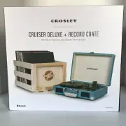Crosley Cruiser Deluxe + Record Crate Turquoise 3 Speed Turntable Bluetooth