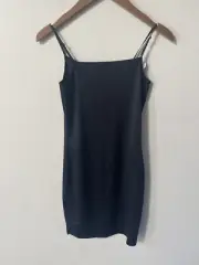 Vanity Fair Womens Black Size M Nylon Spandex Full Slip 10345 Stretchy Cocktail
