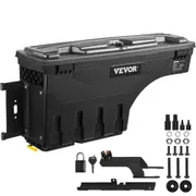 Truck Bed Storage Box, Lockable Swing Case with Password Padlock, 6.6 Gal/25 L ABS Wheel Well Tool Box, Waterproof and Durable, Compatible with Ford F-150 2015-2021, Drivers