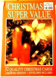 Walmart~32 Quality Super Value Christmas Assort. Box Cards With Envelopes 1980
