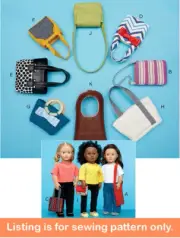 SEWING PATTERN Sew 18" Doll Clothes Bag Purse Tote Easy Fits American Girl 7820