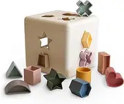 Mushie Shape Sorting Box | 12 Shapes Colorful Sorter Toy | Suitable Age: +10 Months Educational Toys for Toddlers | Polypropylene Made in Denmark