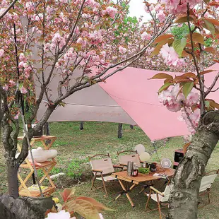 夢花園粉色塗銀天幕帳篷戶外露營野餐野營六角蝶形超大防曬遮陽棚