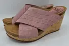 Sofft Womens Size 11 Ciera Crisscross Desert Rose Croc Embossed Wedge Sandals