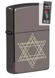 Zippo 49685 Star of David Design Black Ice Lighter + FLINT PACK