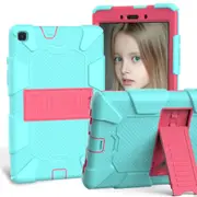 For Samsung Galaxy Tab A 8.0-Inch (2019) Case, Shockproof Colourblock Silicone Cover with a Stand, Teal + Pink