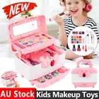 Kids Makeup Kit Set Washable Nail Painting Tools Toys with Portable Cosmetic Box