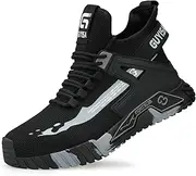 [GUYISA] Mens Safety Shoes Boots Steel Toe Cap Work Trainers Sneakers Lightweight Slip Resistant Water Resistant Breathable Protective Trainers