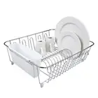 D.line Chrome/PVC Small Dish Drainer w/ Caddy Sink Storage 36.5x32cm White