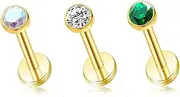 [BelezaDosas] 16G 18G 20G Titanium Labrets 6mm 8mm 10mm Threadless Push-in Flat Back Medusa Cartilage Cluster Monroe Tragus Lip Nose Studs