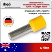 Bootlace Ferrule Insulated Crimp 6mm² wire size, 100 Pcs, Yellow, 12mm PinLengh