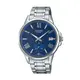 【CASIO 】沉穩俐落條紋不鏽鋼腕錶-藍(MTP-EX100D-2A)