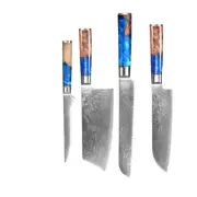 4PC Chef Knife Kitchen Knife Japanese VG10 Damascus Steel Meat Slicer