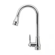 Round Vintage Pull Out Kitchen Mixer Tap - Chrome