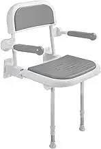 FFSPIIO Tub Shower Seat, with Adjustable Leg Bath Stools Senior Handicap Disabled Foldable Bathroom Stool Wall-Mounted Shower Chair Shower Chair(Light Grey)