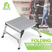 Folding Work Platform Aluminum Ladder 330lb Non-slip Foot Pad Drywall Step Stool