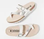 MEPHISTO Leather Toe Loop Sandals - Nalia Size 5 in White