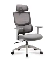 Furrow Mesh Ergonomic Office Chair with Headrest - Grey
