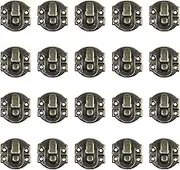 Geesatis 20 PCS Antique Bronze Hasp Latch Lock Buckle Hardware for Jewelry Boxes Metal Clip Clasp Vintage Hardware Latch Buckle with Mounting Screws, Bronze, Small