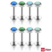 2-4PCS Piercing Studs Opal Internally Threaded Bar Surgical Steel Lip Ear Tragus