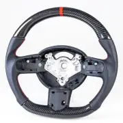 Carbon Flat Bottom 3 Spoke Leather Red Steering Wheel For Mini R50 R52 R53 02-08 (for: Mini)