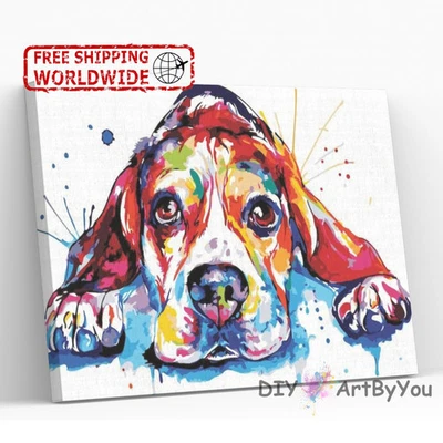 Dog Paint By Numbers Canvas Art Draw Artist Painting Oil Kit Home Decor Poster
