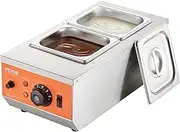 VEVOR Chocolate Tempering Machine, 2 Tanks Chocolate Melting Pot with Temp Control 30℃-85℃, 800W Stainless Steel Electric Commercial Food Warmer for Chocolate/Milk/Cream Melting and Heating