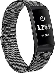 Reayou Metal Bands Compatible with Fitbit Charge 4 Band & Fitbit Charge 3 Band & Charge 3 SE Band, Adjustable Stainless Steel Mesh Magnetic Band Replacement Accessories Bracelet Strap for Women Men